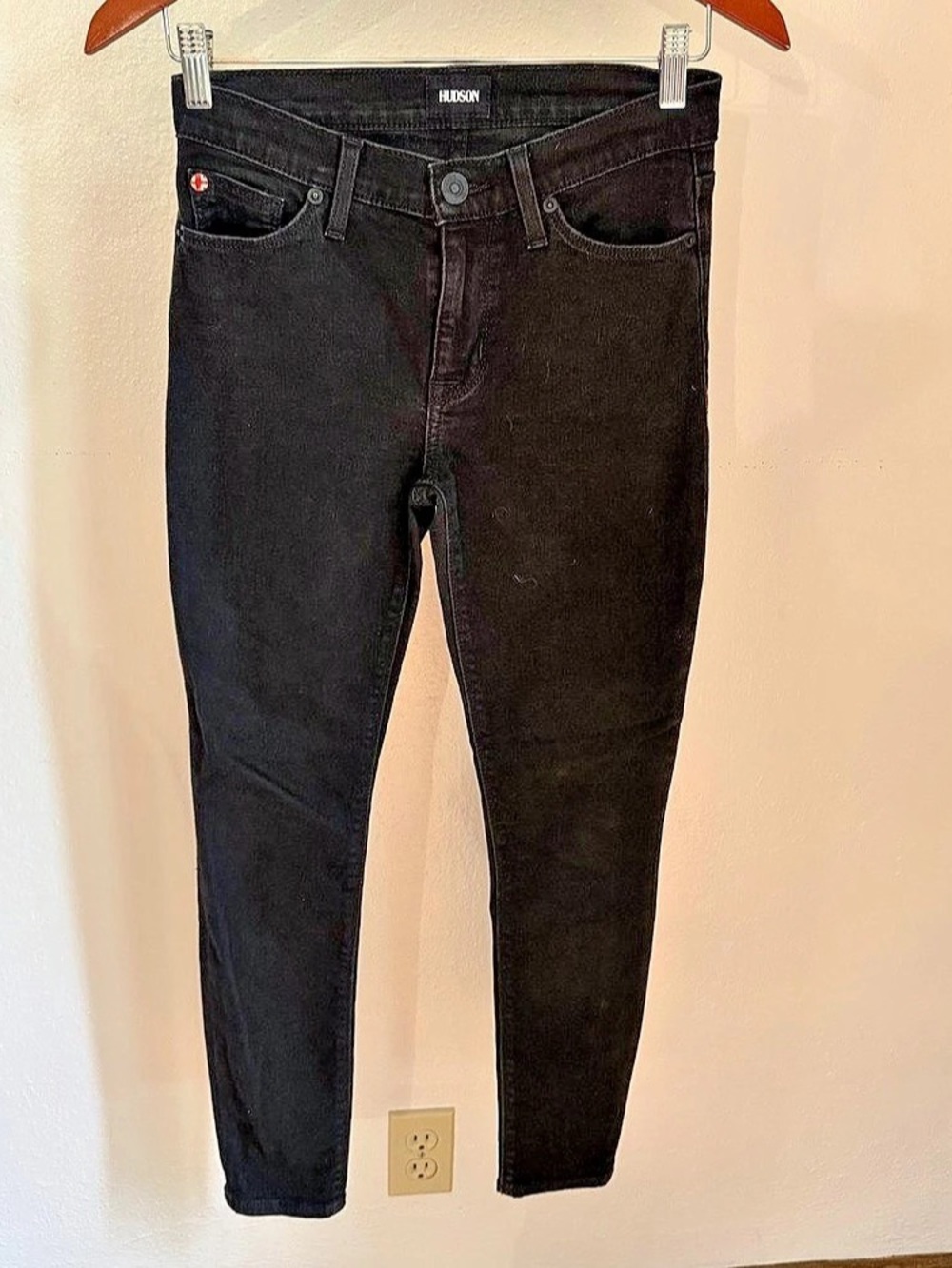 Hudson Natalie Midrise Super Skinny Ankle Black Skinny Jeans Waist 25 Like New